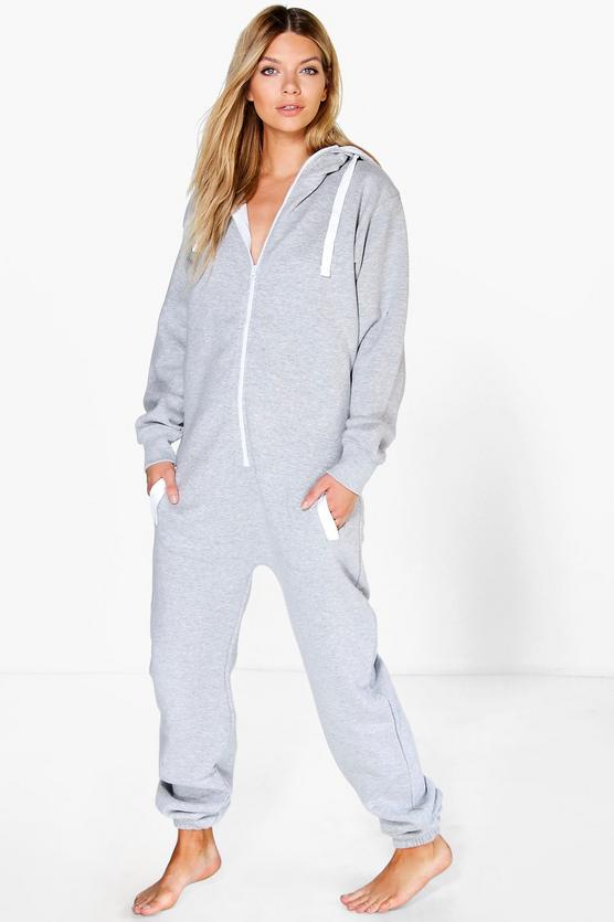 Lola Contrast Pocket And Tie Zip Up Onesie